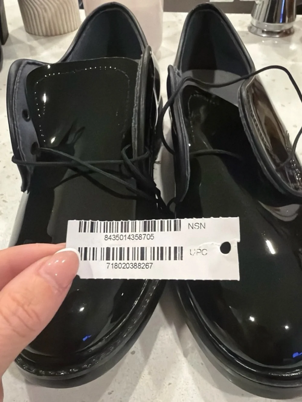 Men's Black Patent Lace-Up Derby Shoes